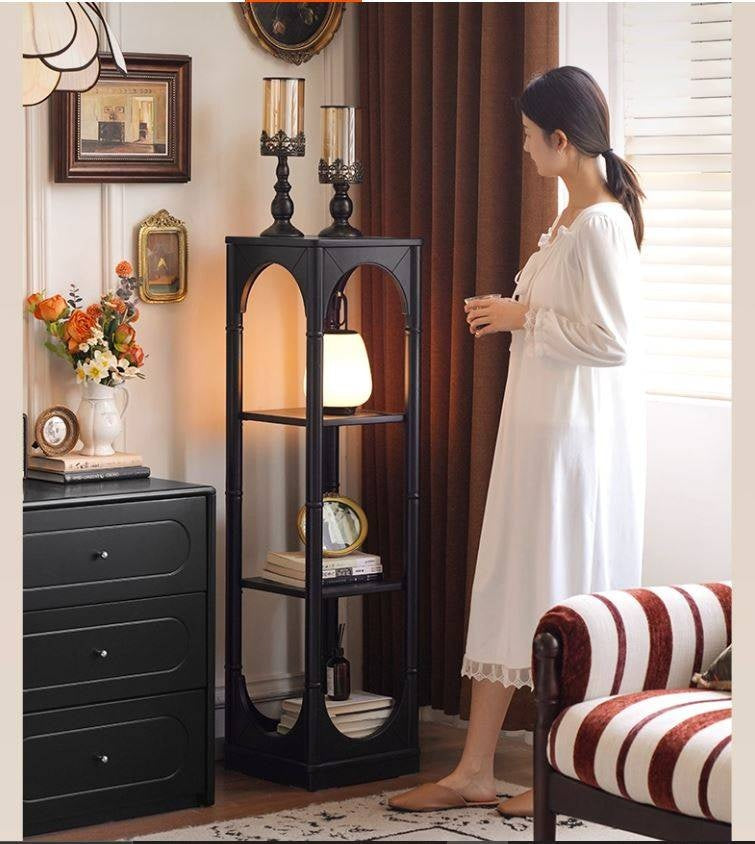 Solid Rubberwood, Tulipwood Solid Wood French Retro Corner Bookcase