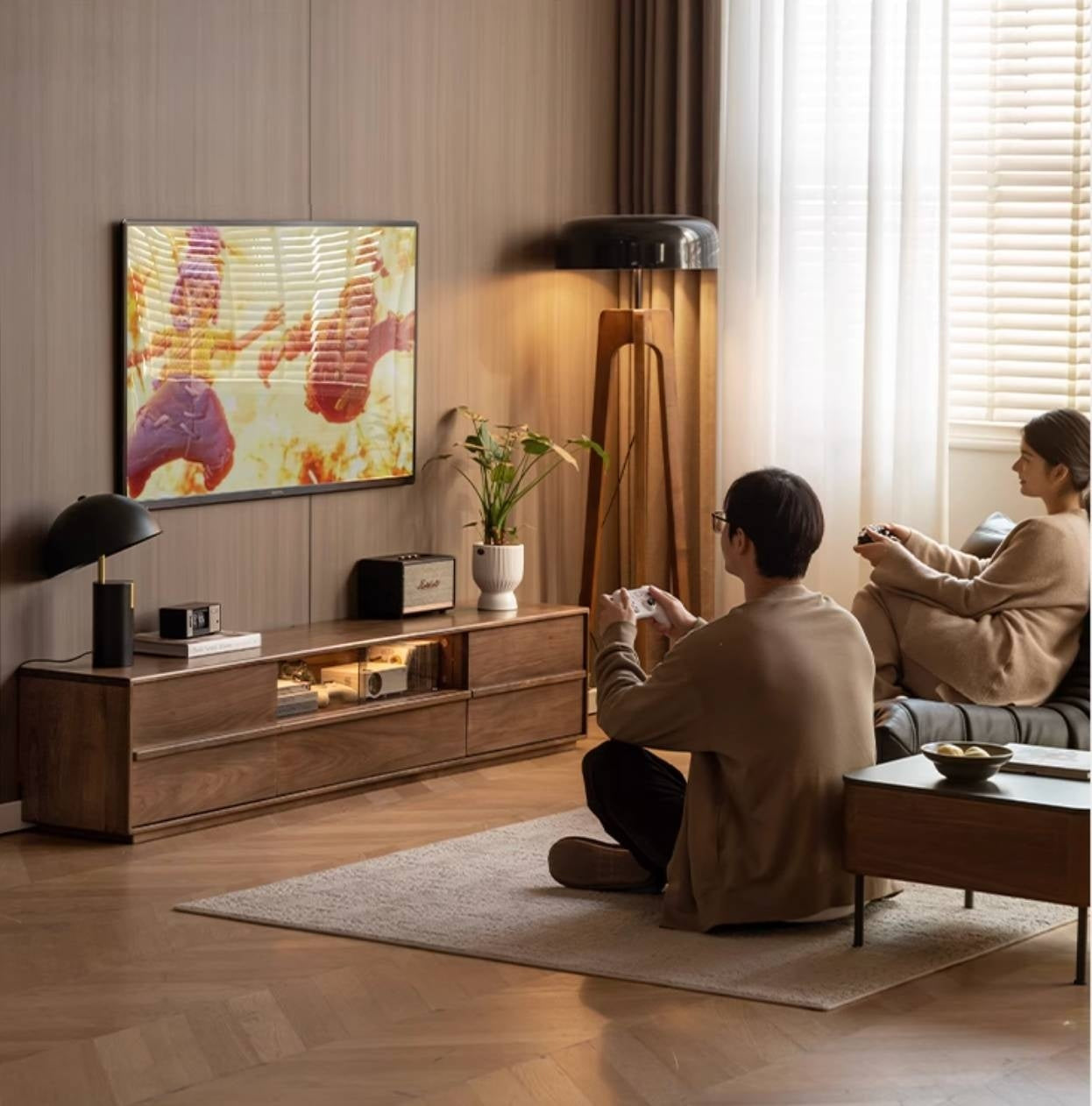 Black Walnut Solid Wood TV Stand.