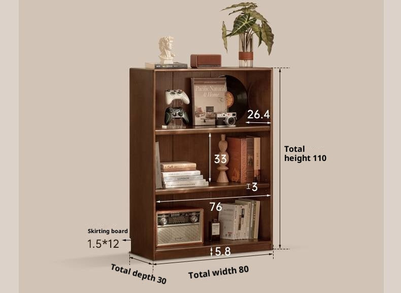 Solid Rubberwood Modern Bookcase