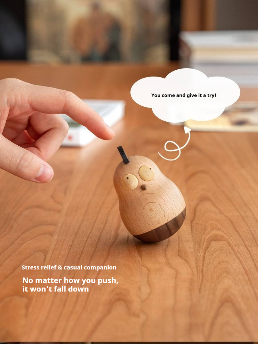 Beech, Black Walnut Solid Wood Tumbler Desk Ornament with Simple Creative Design