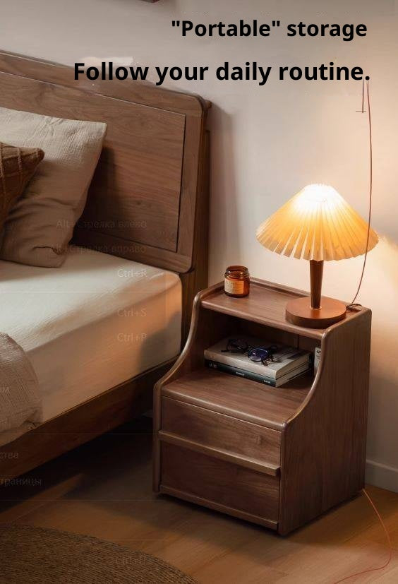 Black Walnut Solid Wood Italian Light Luxury Nightstand