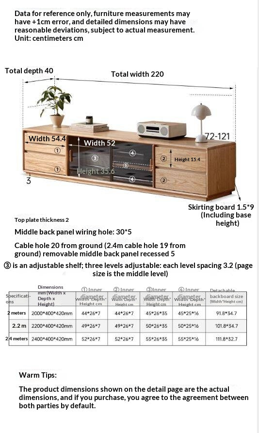 Oak Solid Wood Original Wood Style TV Cabinet
