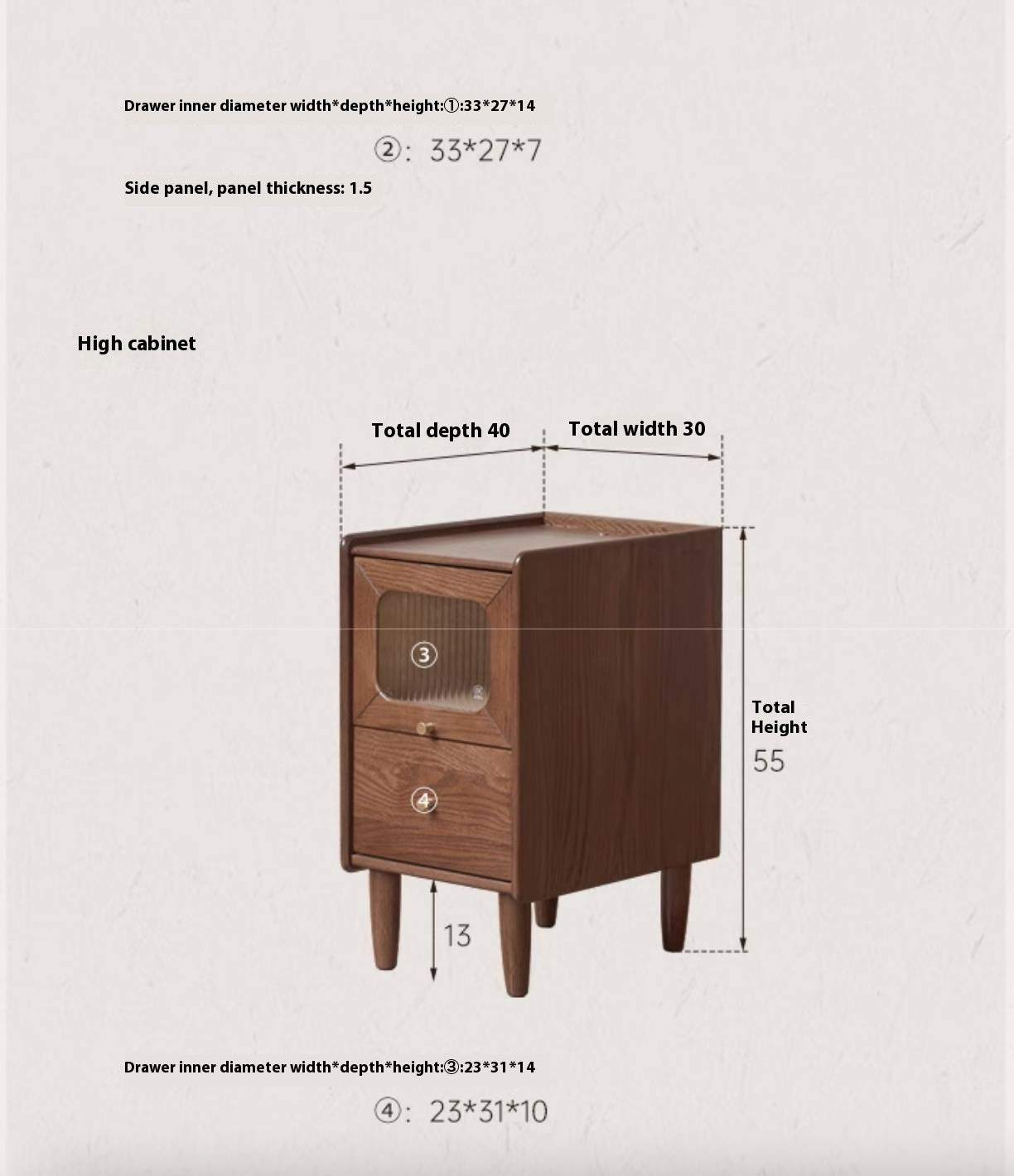 Solid Longan Hardwood, Oak Solid Wood Modern Style Nightstand