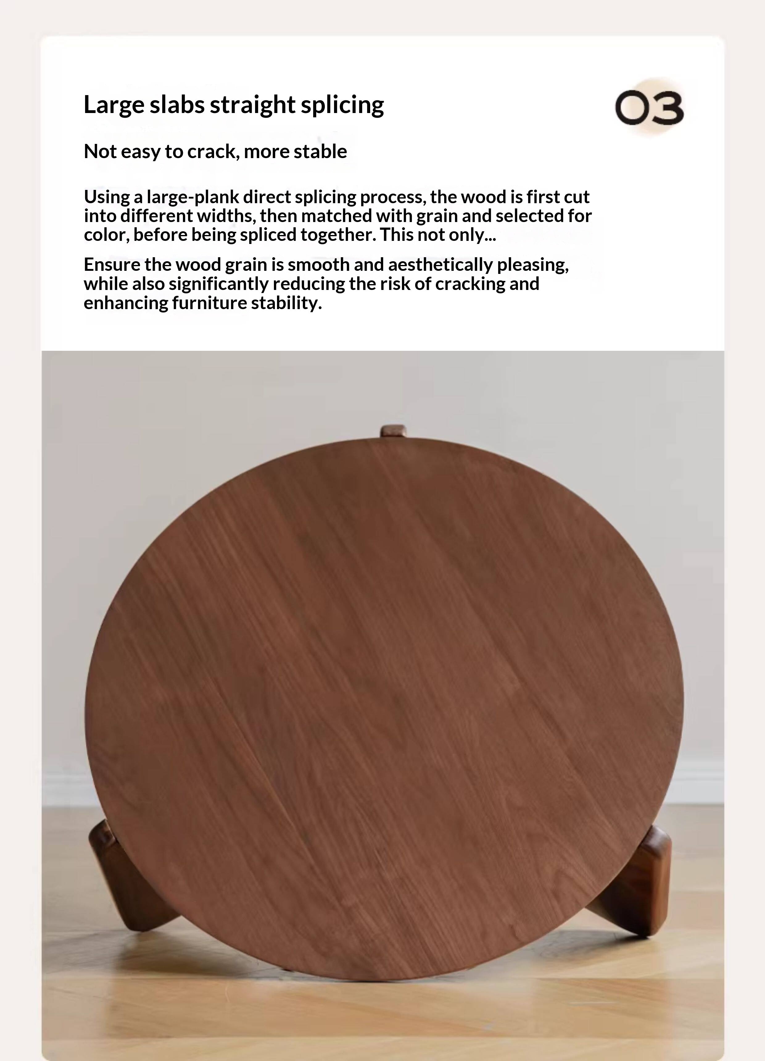 Black Walnut, Sandalwood, Oak Solid Wood, Solid Longan Hardwood Slate Round Coffee Table