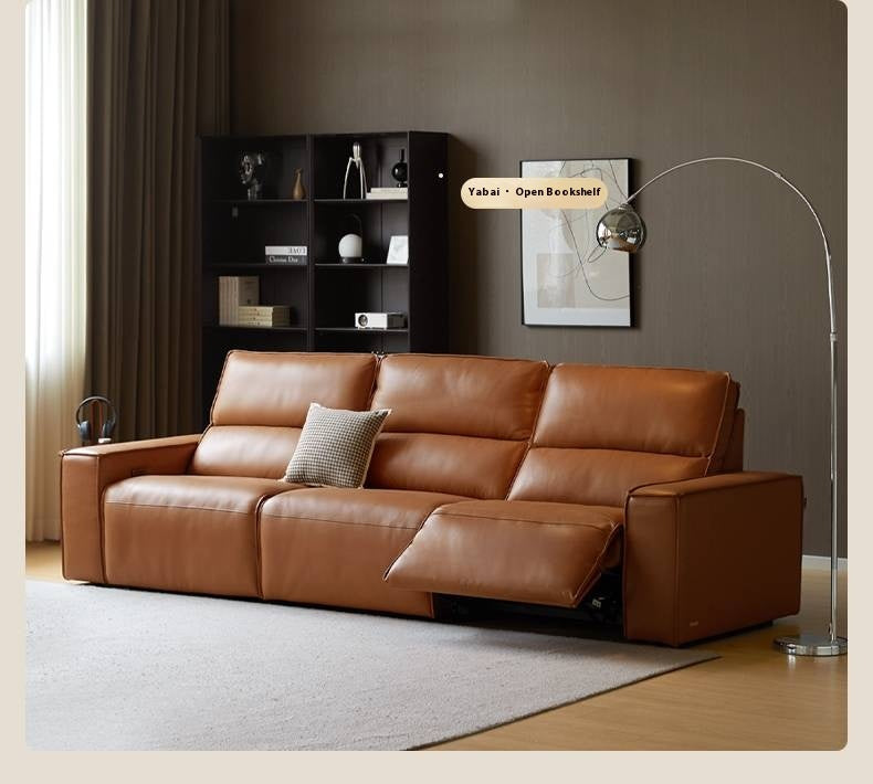 Cowhide Straight Leather Electric Sofa- 4 color