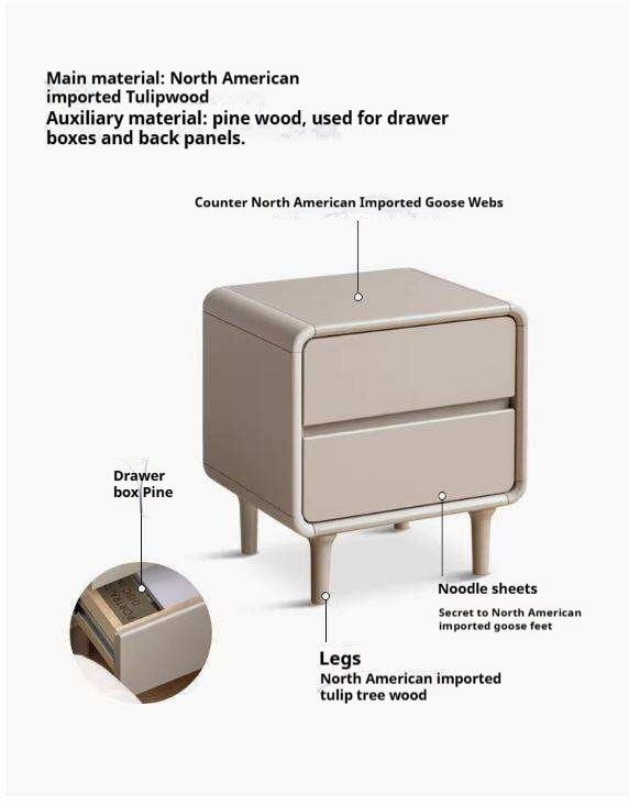 Tulipwood Solid Wood Nightstand Light Luxury.