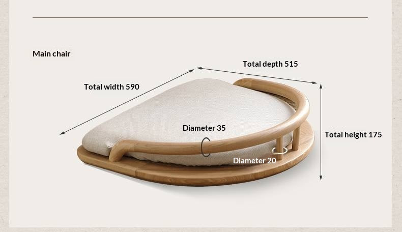 Ash Solid Wood Backrest Legless Low Tatami Chair