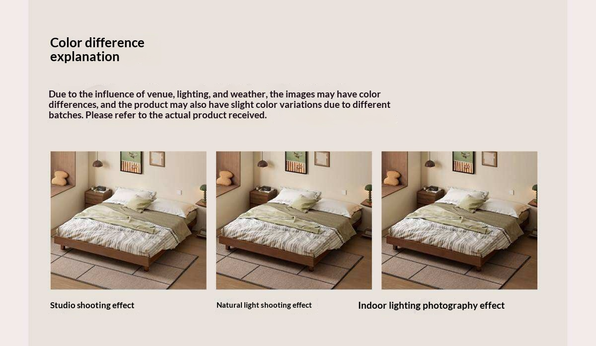 Rubberwood Solid Wood Modern Low Platform Bed Without Headboard