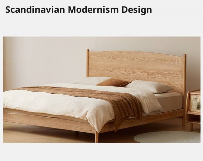 Oak Solid Wood Modern Simple Large Bed