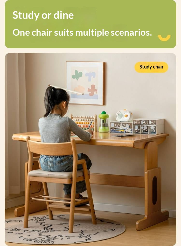 Oak, Beech Solid Wood Kids Chair Height-Adjustable