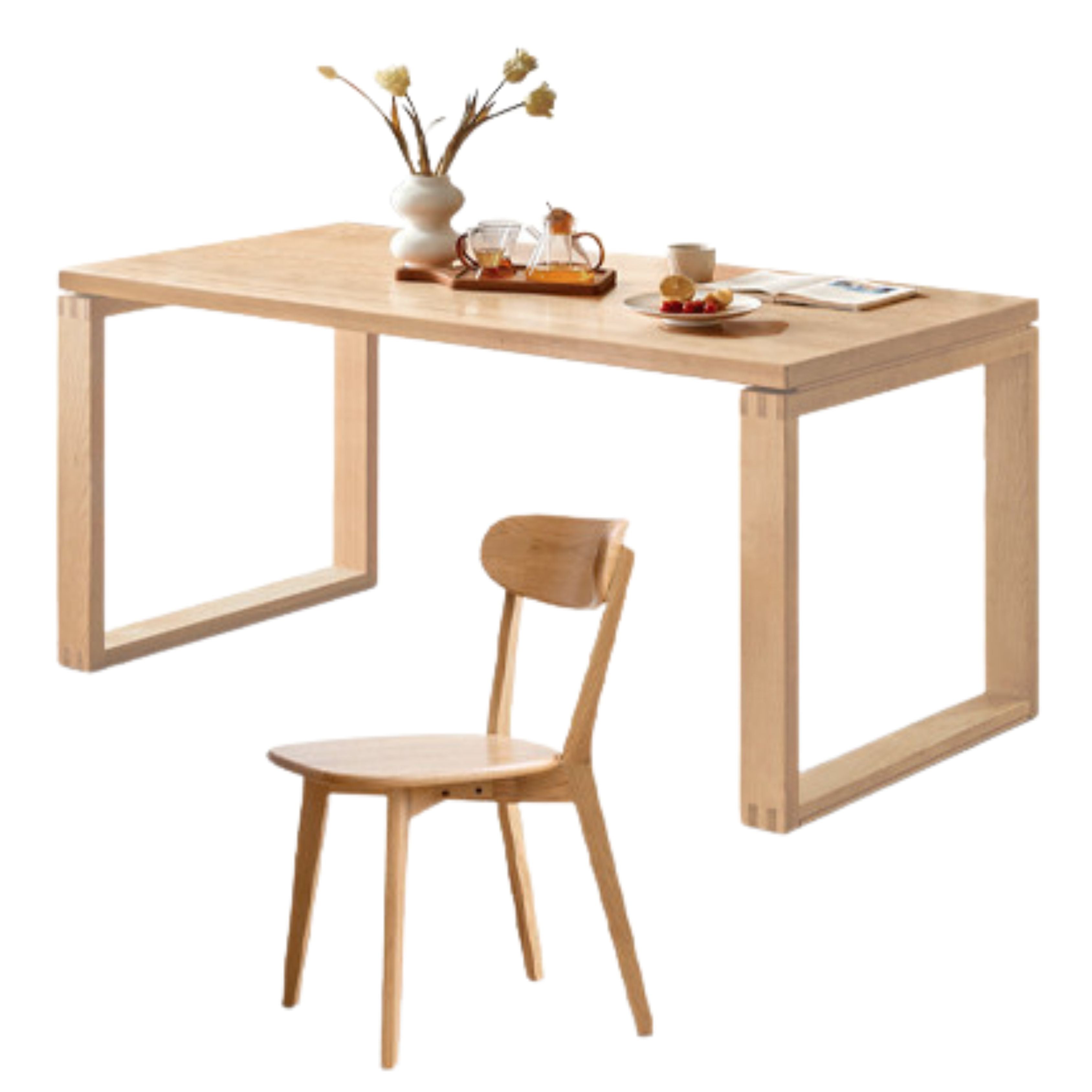 Beech, Oak Solid Wood Large Dining Table