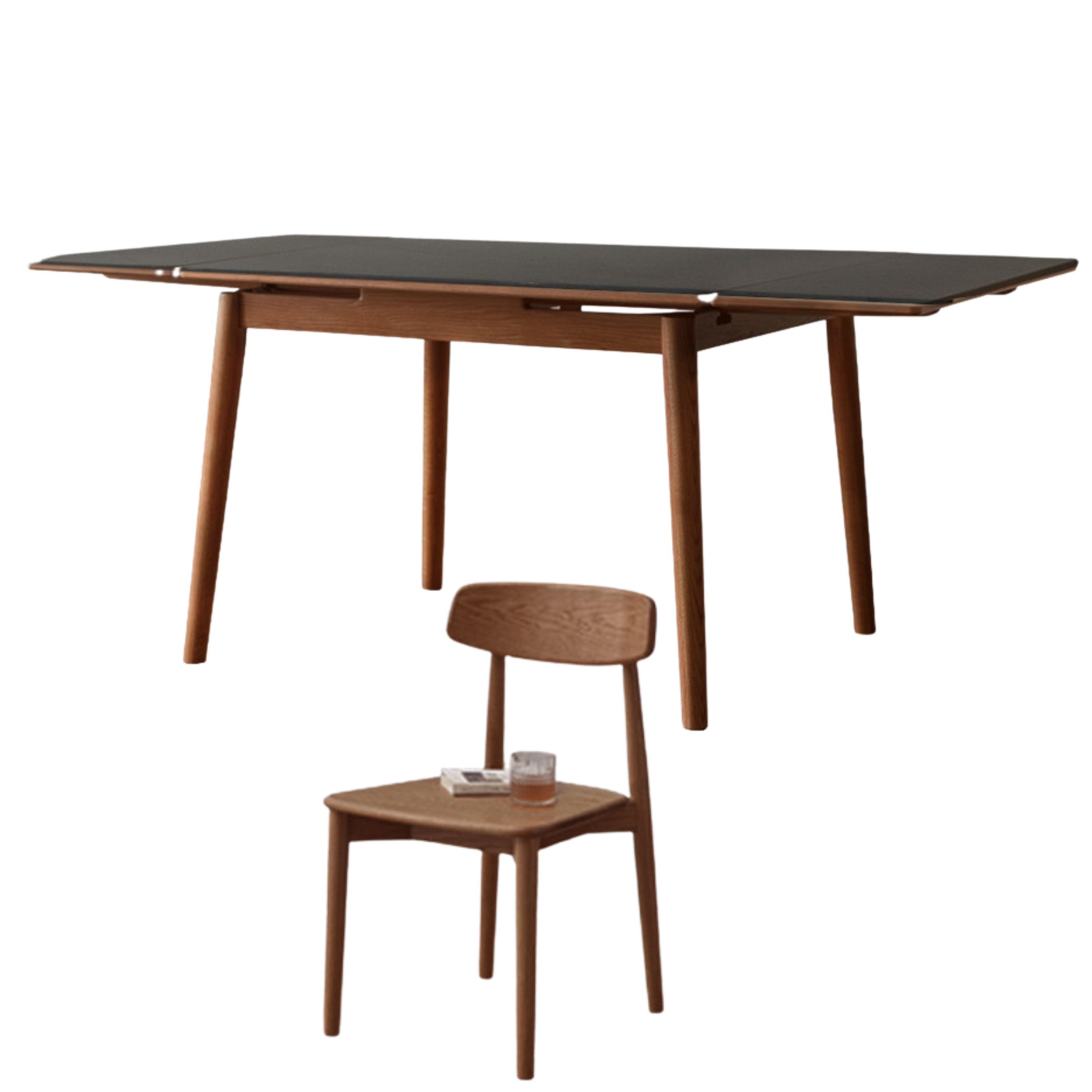 Oak Solid Wood Retractable Large Tabletop Dining Table