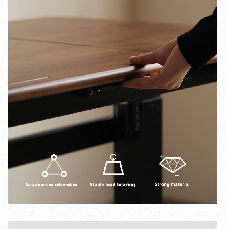 Black Walnut, Oak Solid Wood Light Luxury Style Electric Lift Table.
