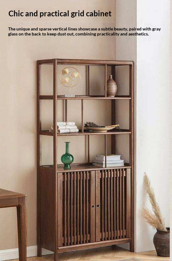 Black Walnut, Ash Solid Wood Bookshelf Combined Bookcase Display Cabinet Wall Shelf