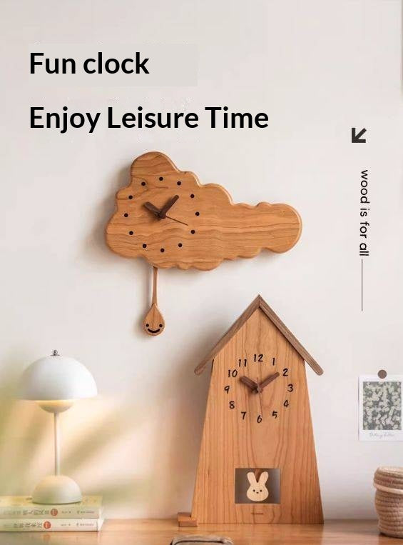 Cherry Solid Wood Nordic Style Eco Friendly Wall Clock