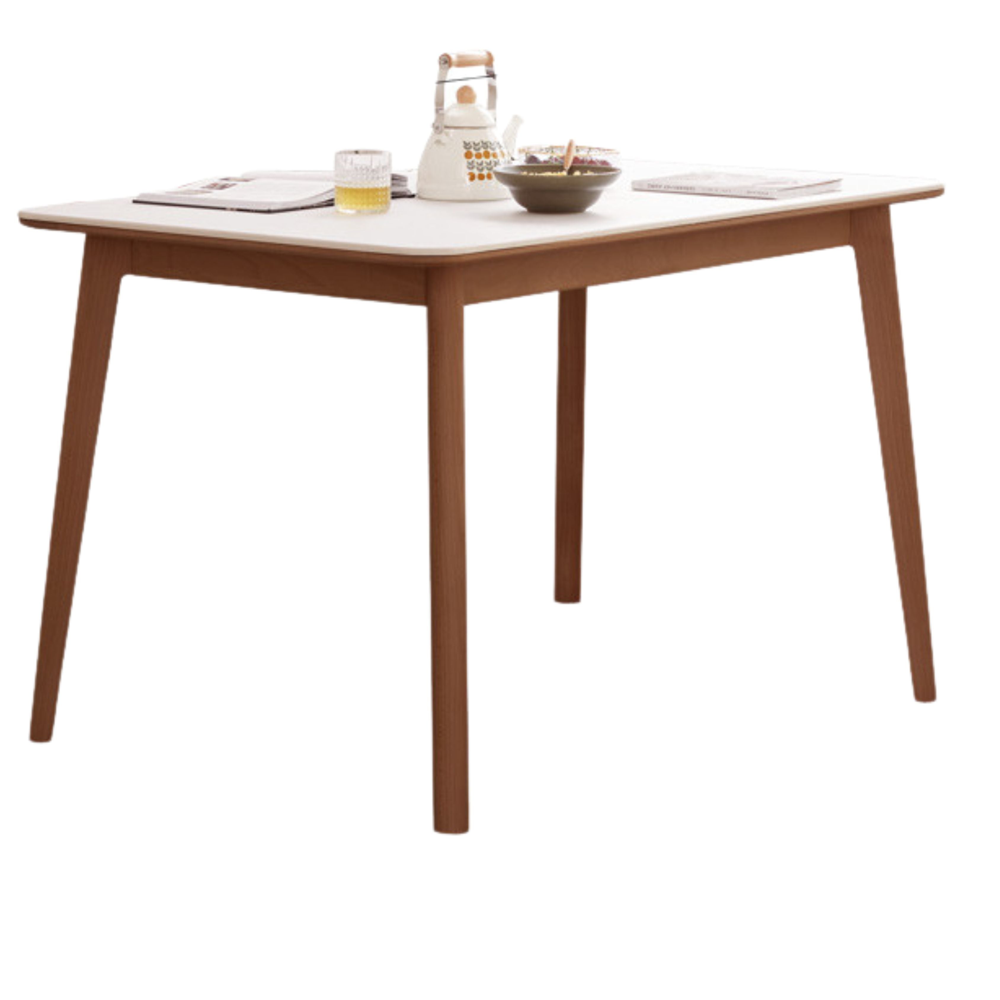 Beech Solid Wood Dining Table With Rock Slab Surface
