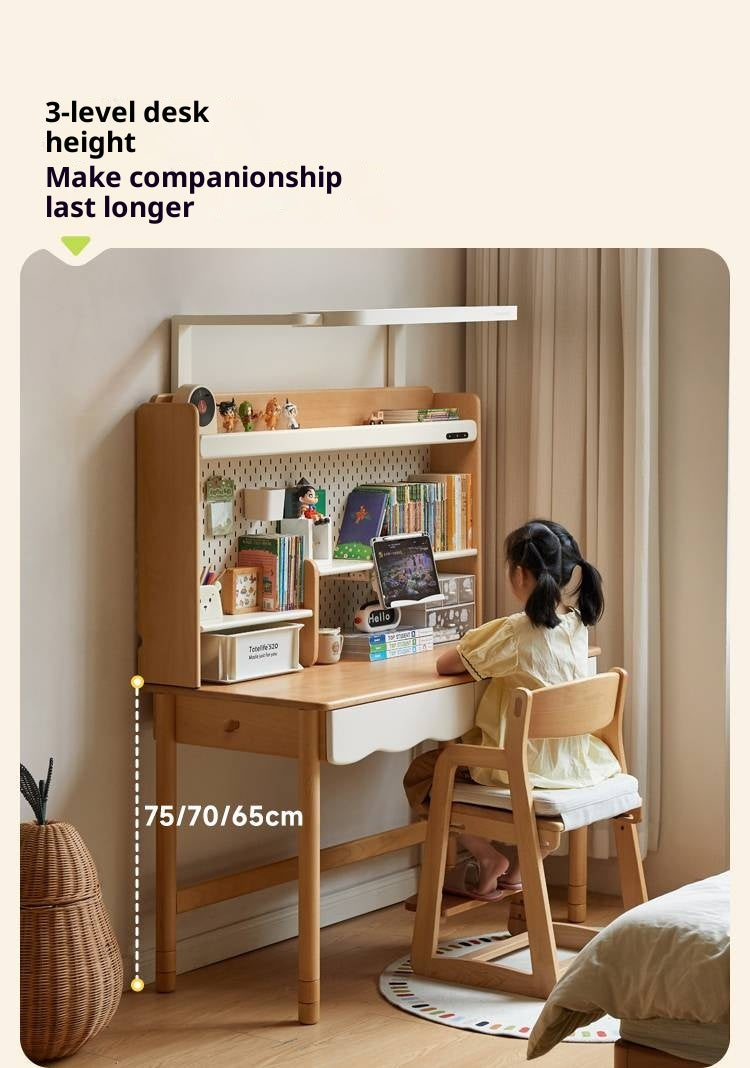 Beech Solid Wood Children's Desk Adjustable Writing Desk