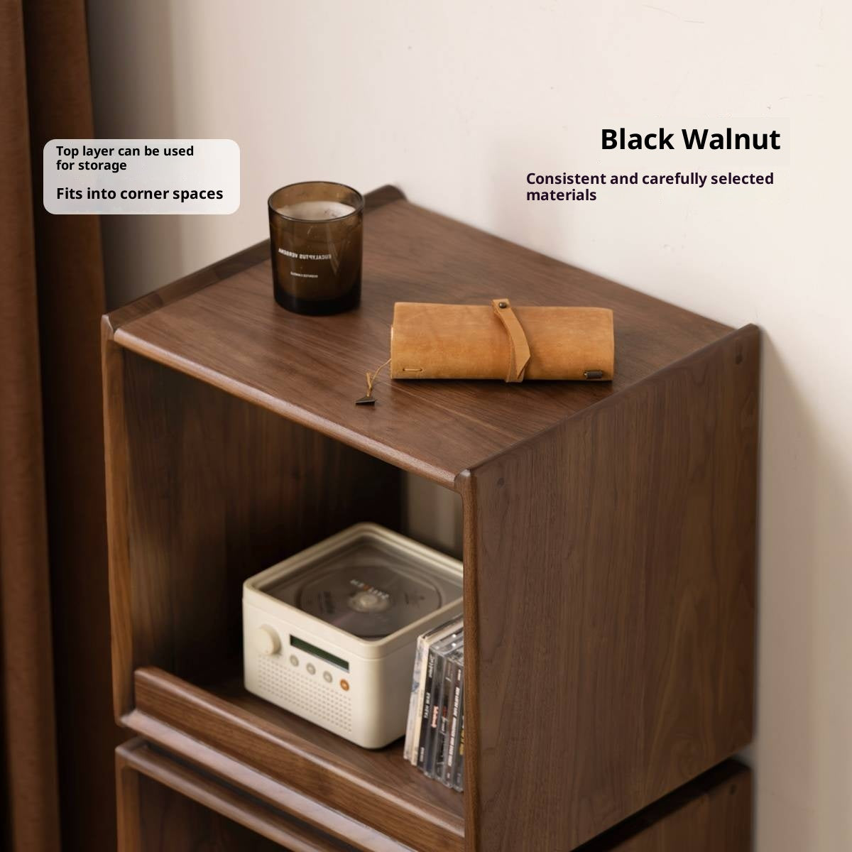 Black Walnut, Sandalwood Solid Wood Italian Light Luxury Bookshelf