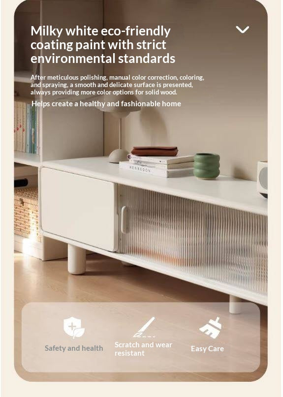 Solid RubberWood Storage White TV Cabinet.