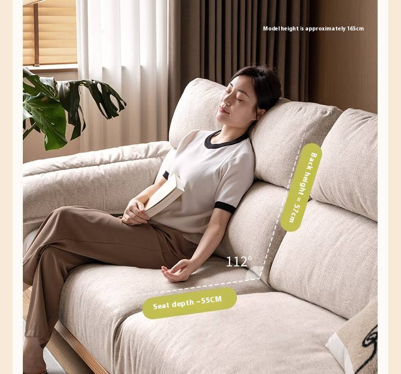 Oak Solid Wood Fabric imitation cotton and linen Sofa