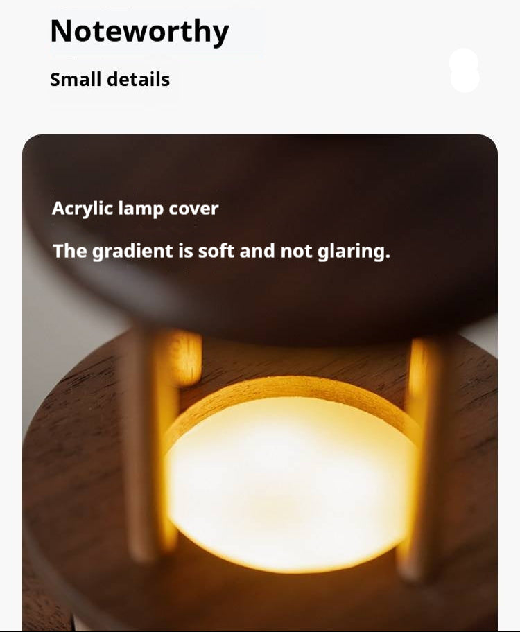 Black Walnut, Maple Solid WoodLighthouse Night Light for Bedroom and Bedside