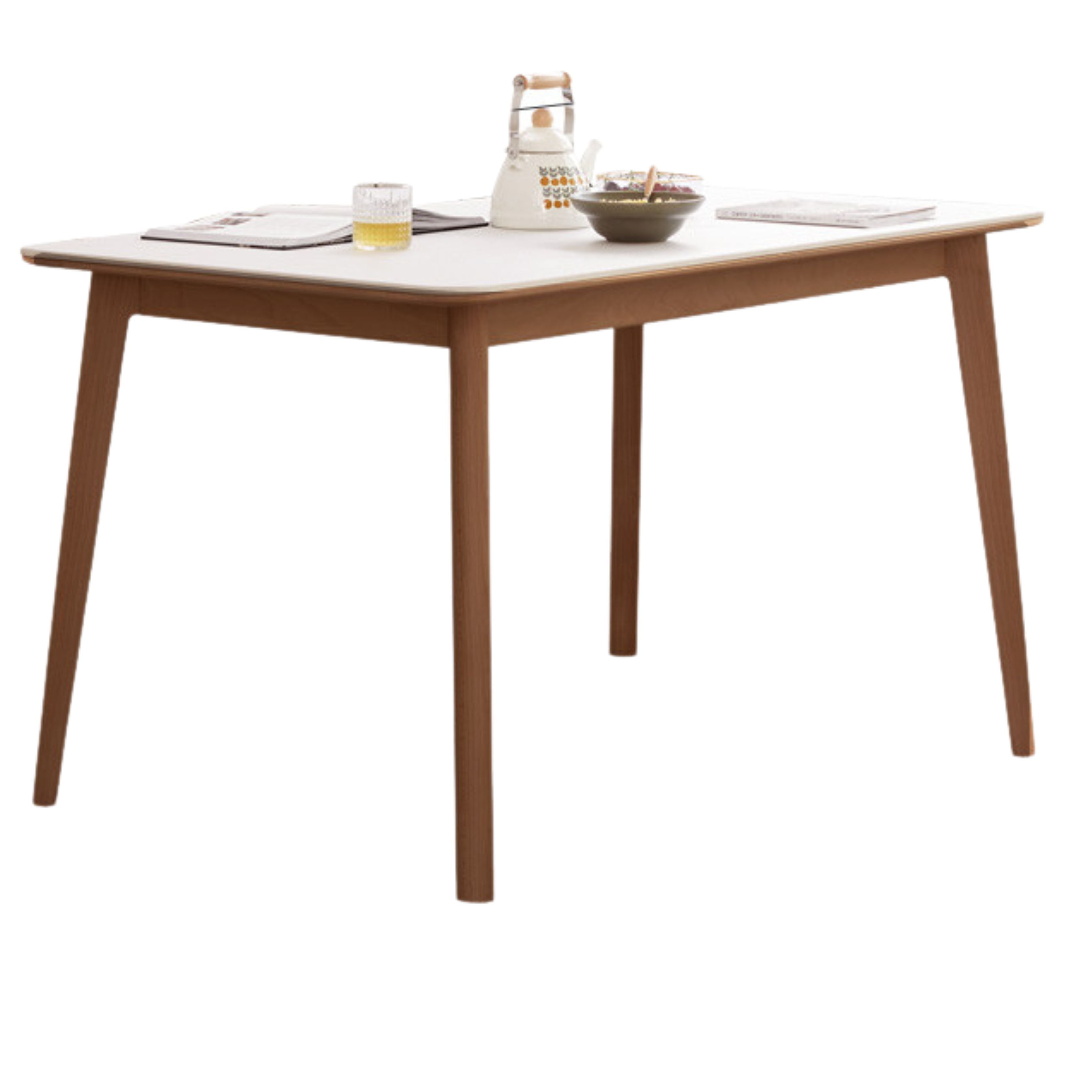 Beech Solid Wood Dining Table With Rock Slab Surface