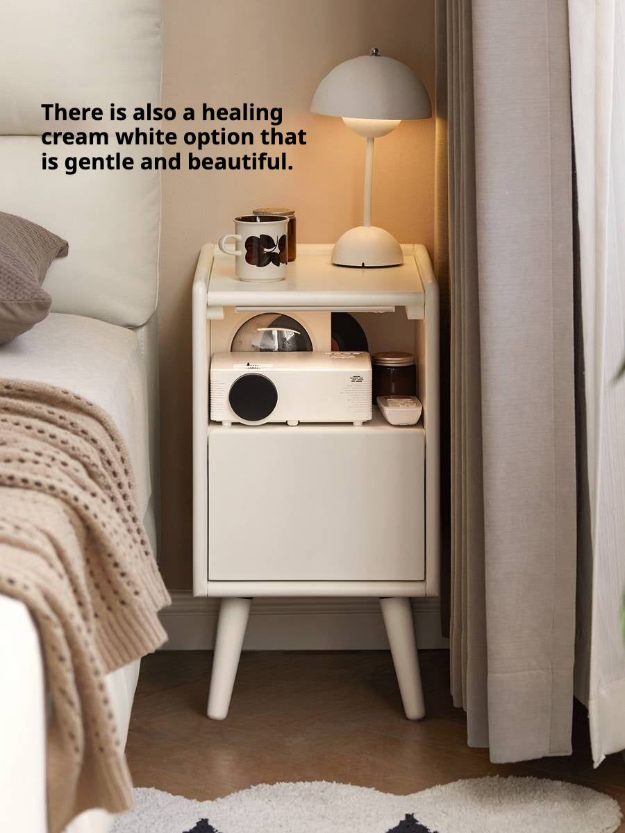Oak Solid Wood, Solid Rubberwood Ultra-Narrow Nightstand.