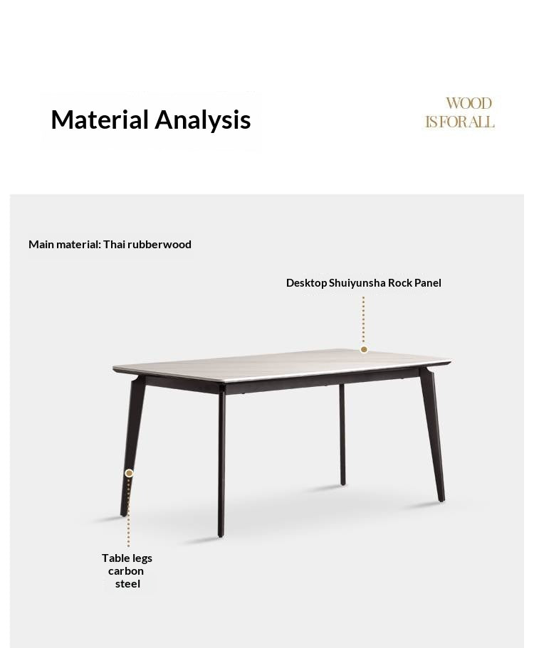Solid Rubberwood Modern Minimalist Rock Board Dining Table