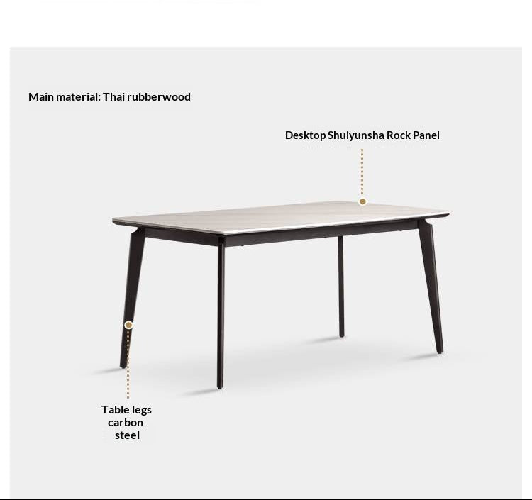 Solid Rubberwood Modern Minimalist Rock Board Dining Table