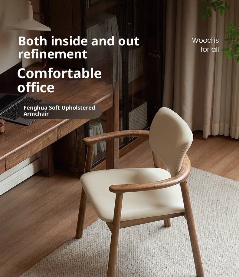 Black Walnut Solid Wood Dining Chair with Backrest