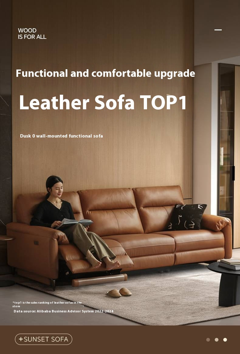 Leather Electric Zero Wall Sofa Italian Light Luxury.