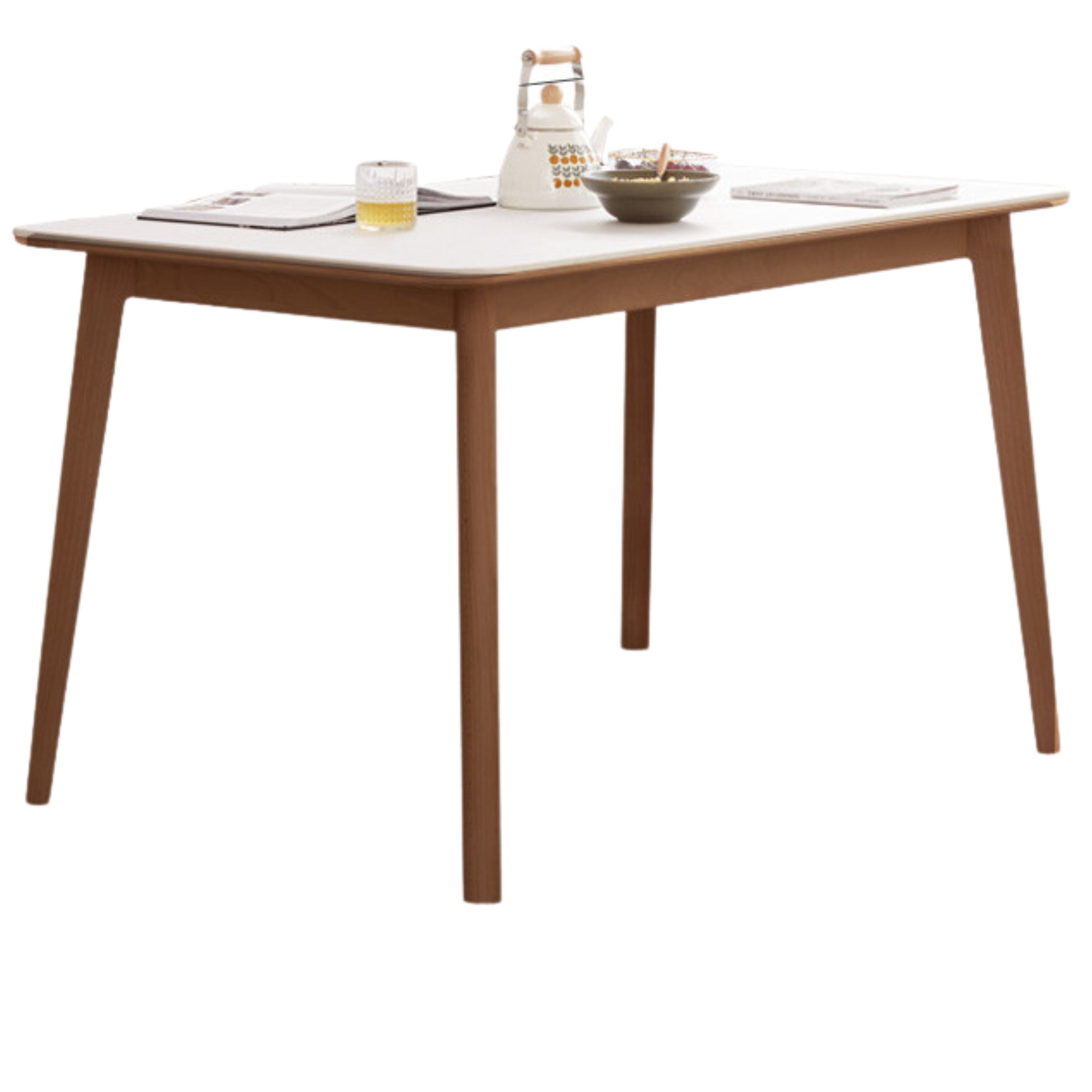 Beech Solid Wood Dining Table With Rock Slab Surface
