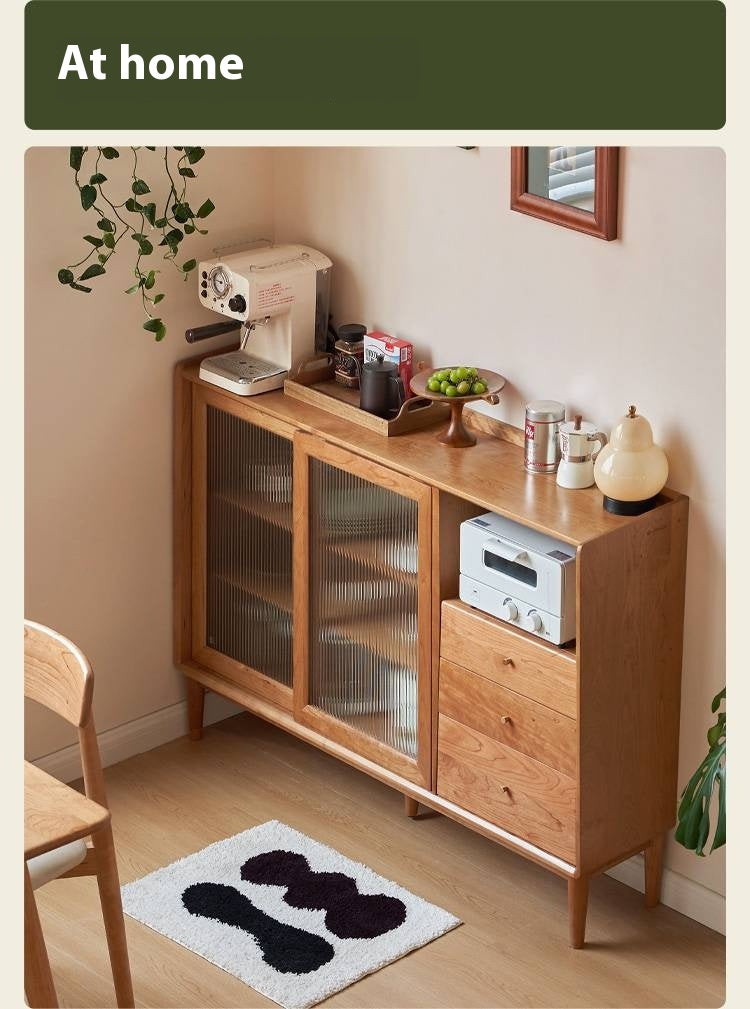 Cherry Solid Wood Ancient Style Ultra Thin Side Cabinet