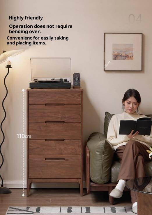 Black Walnut Solid Wood Modern Nordic Style Side Cabinet