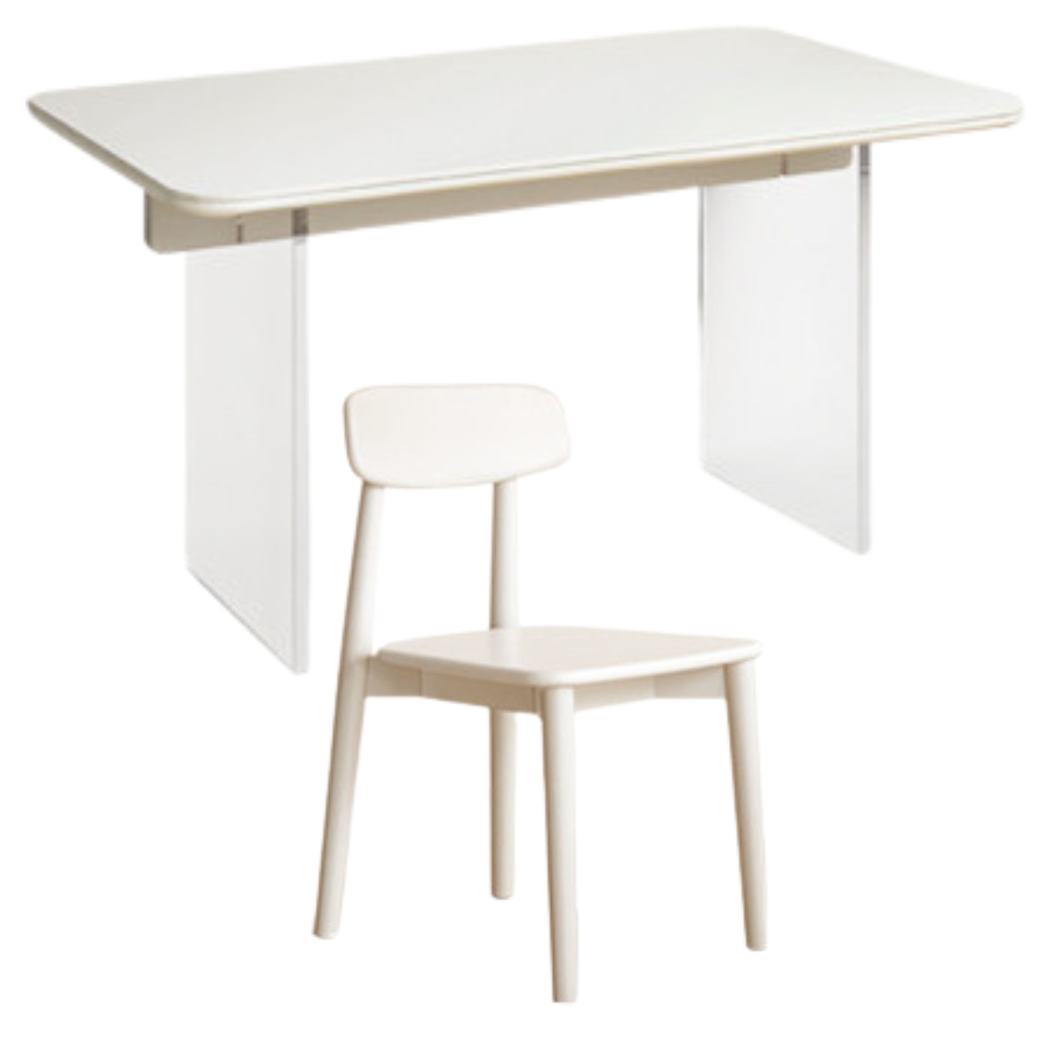 Solid Rubberwood Suspended Dining Table With Slate Top