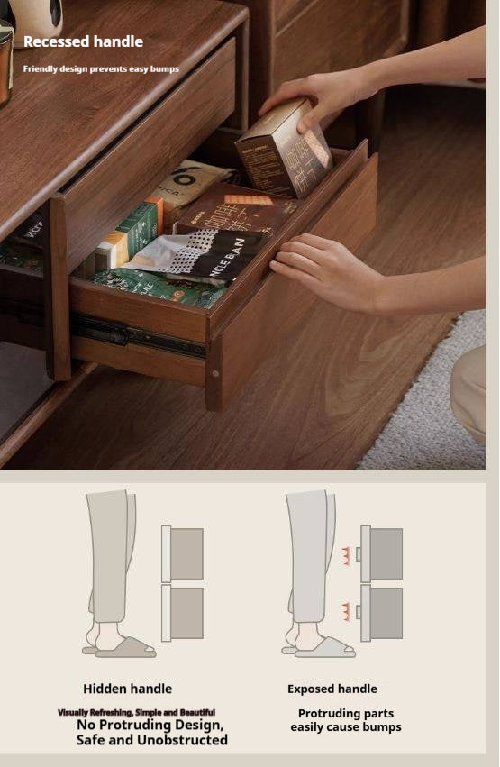 Black Walnut Solid Wood Italian Light Luxury Sliding Door TV Cabinet