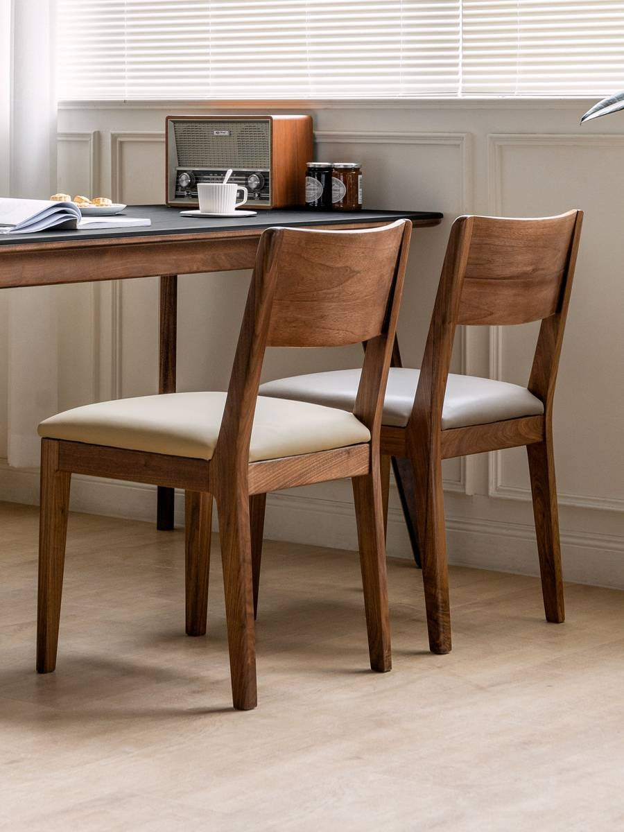 Set 4 pcs Black Walnut, Oak, Solid Rubberwood Dining Soft Chair