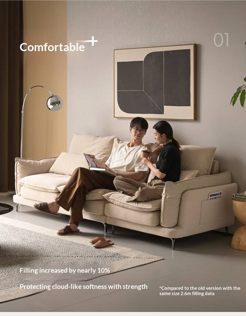 High-Back Modern Fabric Sofa with Scratch-Resistant Upholstery