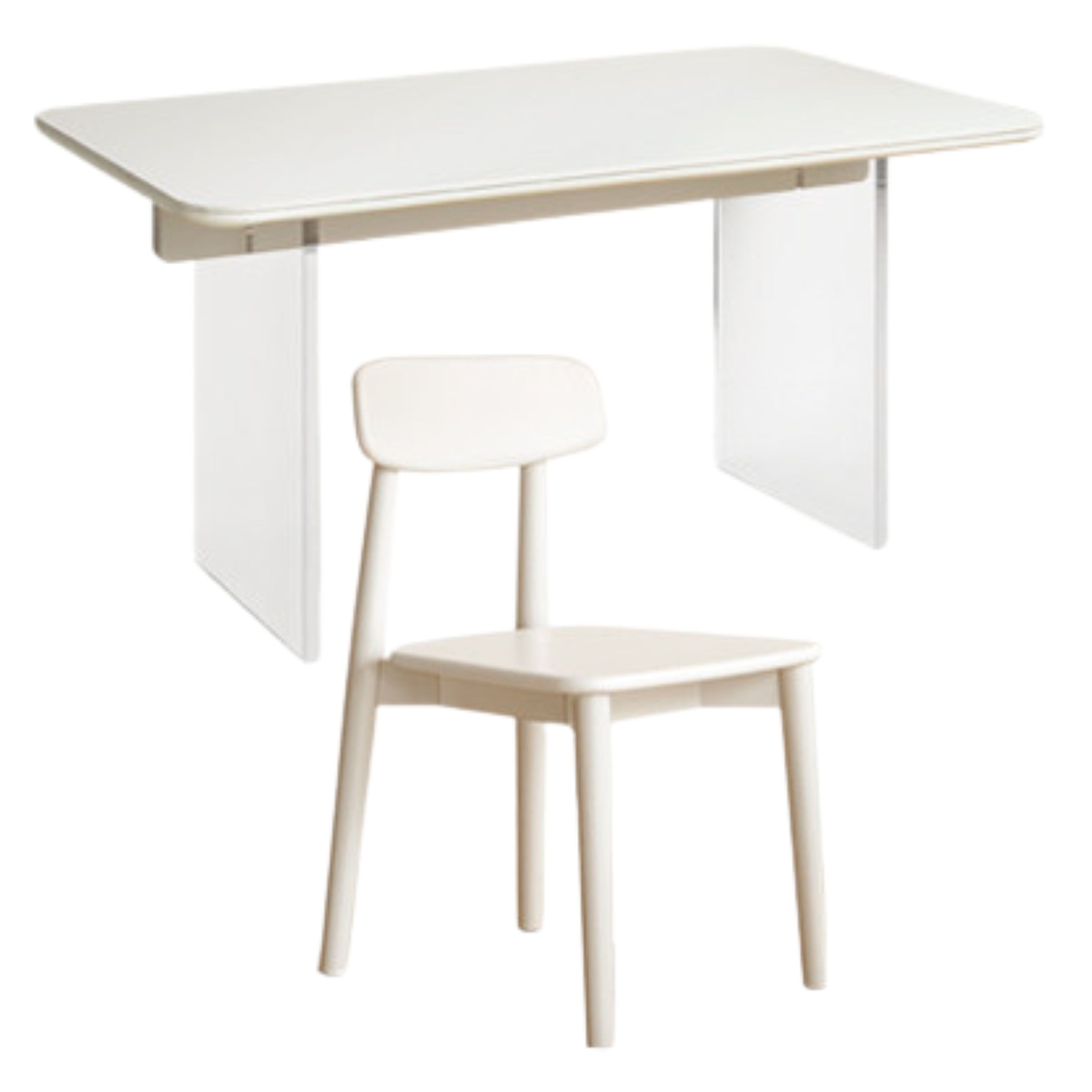 Solid Rubberwood Suspended Dining Table With Slate Top