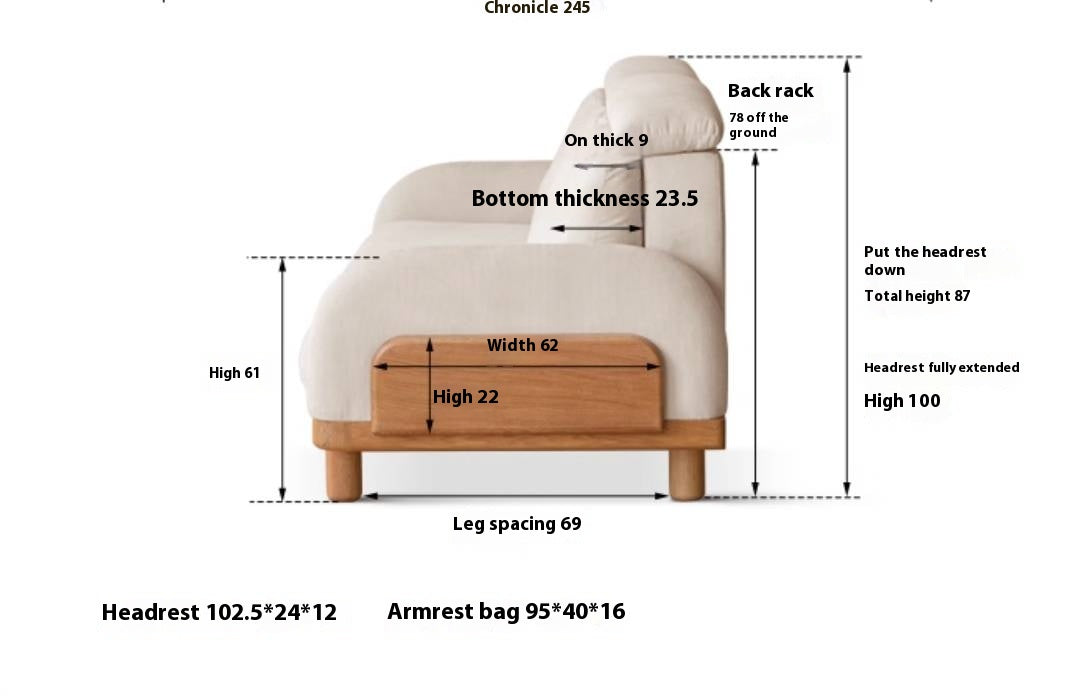 Oak Solid Wood Modern Casual High-Back White Fabric sofa