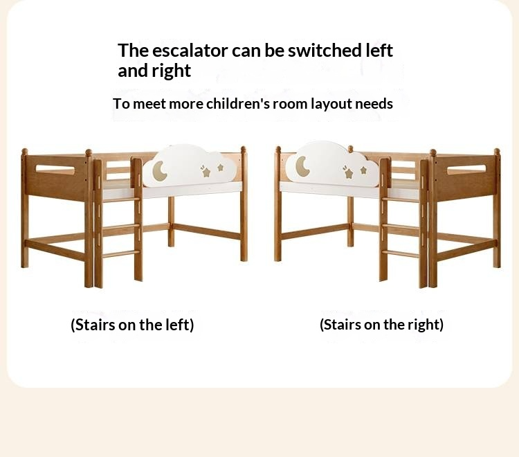 Rubberwood Solid Wood Children's Bed Modern Loft Bed