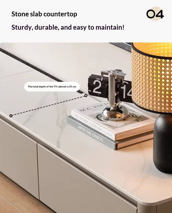 Poplar Solid Wood Rock Slab TV Stand.