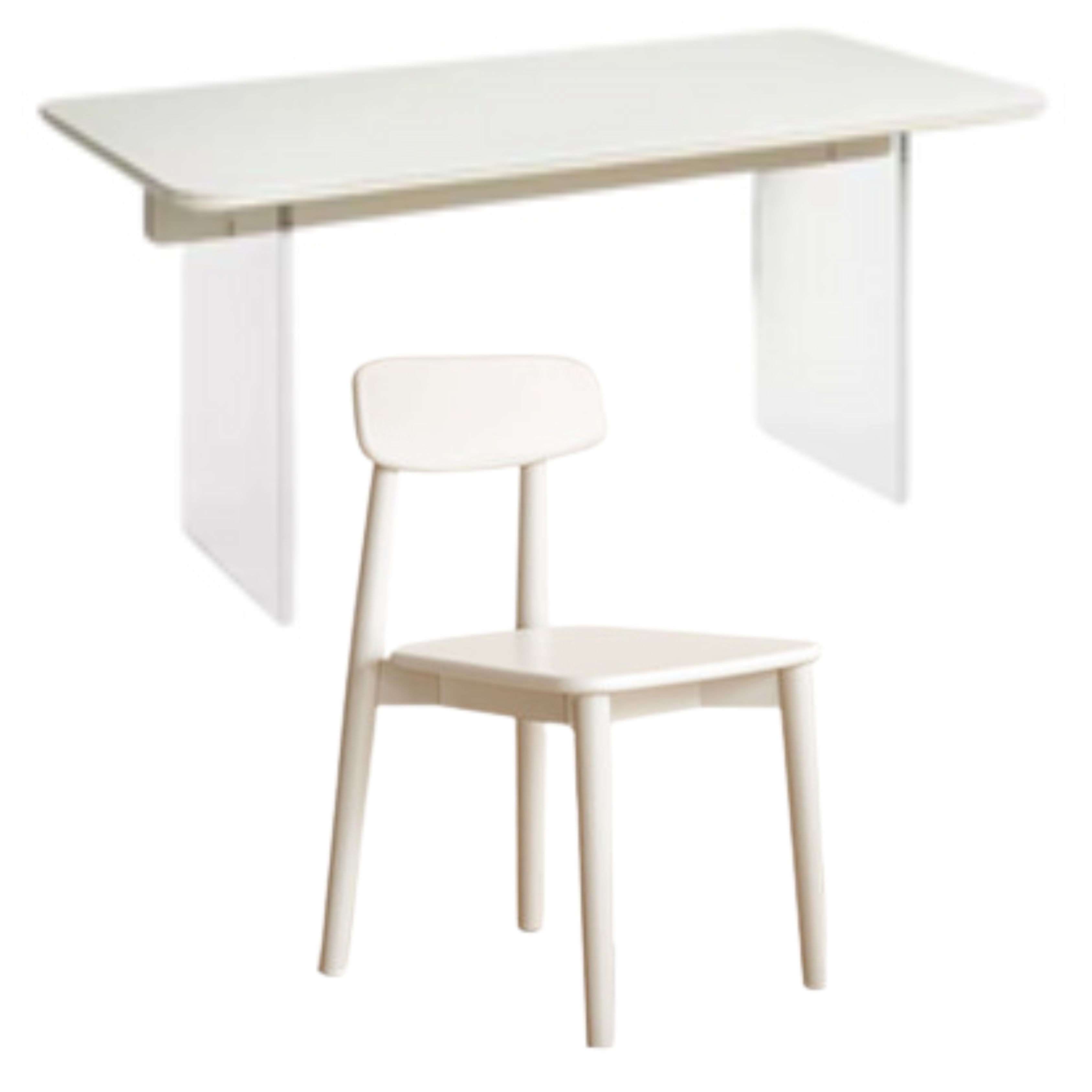 Solid Rubberwood Suspended Dining Table With Slate Top