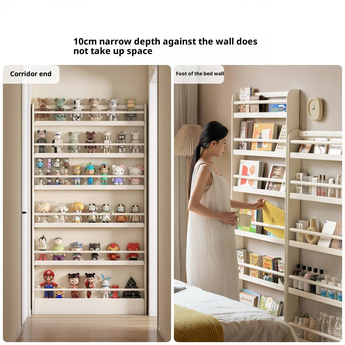 Solid RubberWood Cream Style Corner Bookshelf