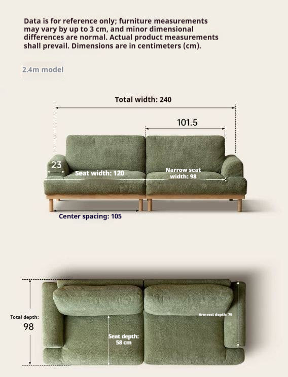 Ash Solid Wood Scandinavian Fabric Sofa