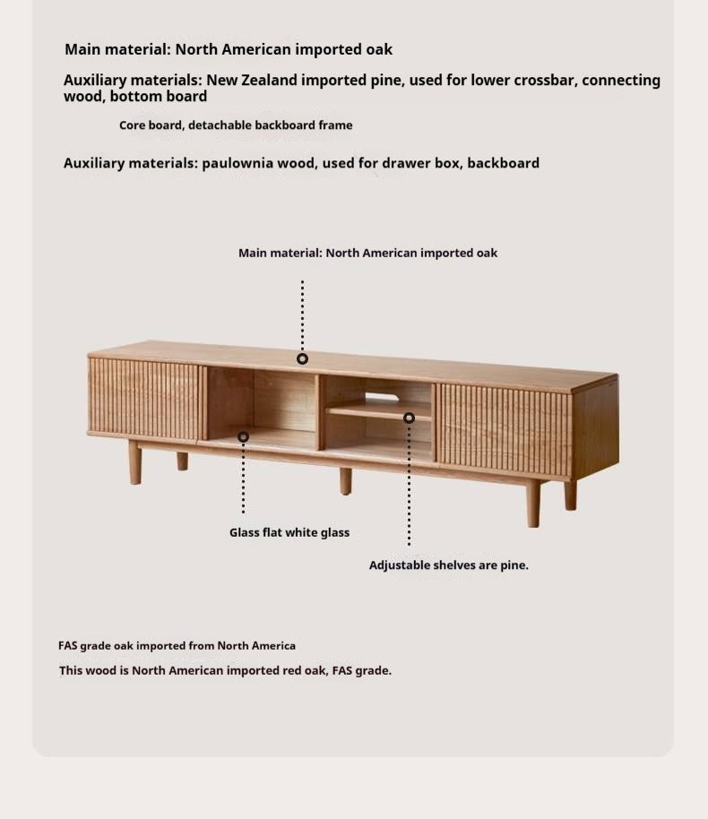 Oak Solid Wood Wall-Mounted TV Stand with Modern Minimalist Storage.