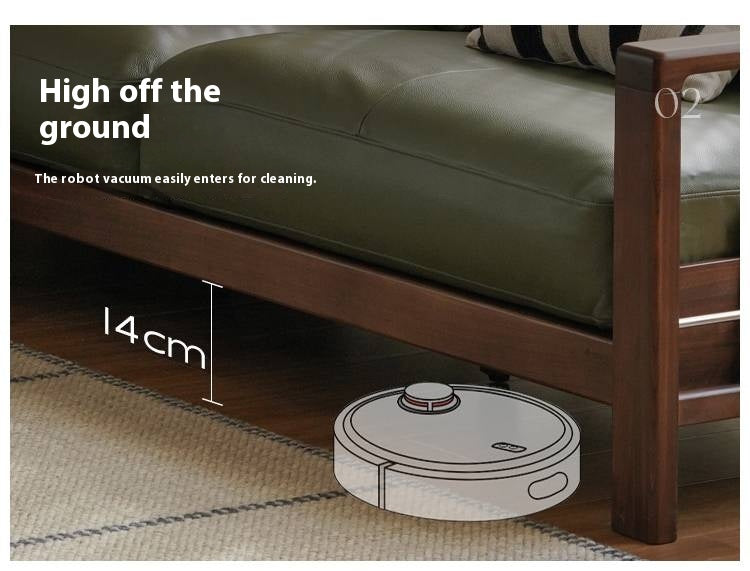 Black Walnut Solid Wood Leather Sofa