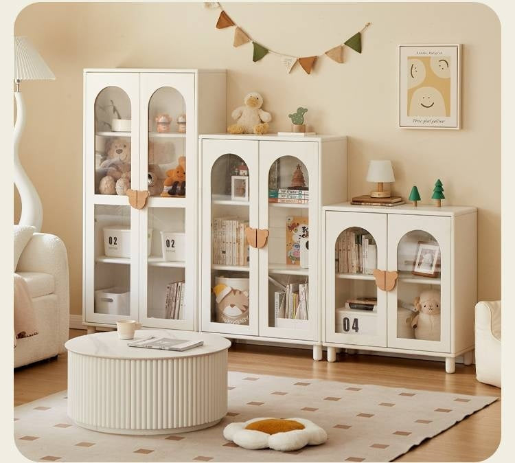 Rubber Solid Wood Cream Style Children's Bookcase.
