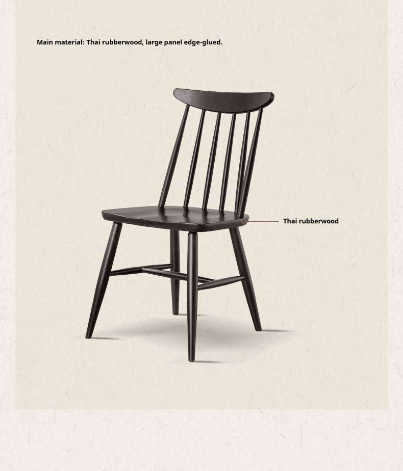 4 pcs -Solid RubberWood Windsor Dining Chair, Modern Spindle Back Chair, Scandinavian Farmhouse Style Kitchen