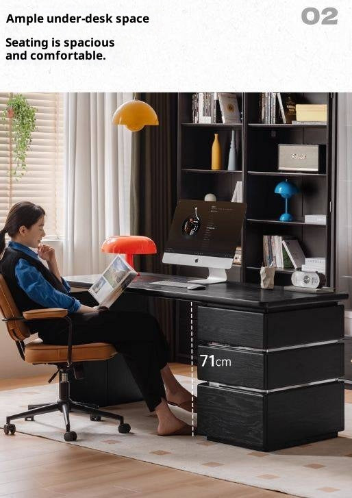 Oak Solid Wood Bauhaus Style Computer Desk